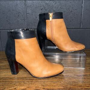 Sam Edelman Two-Tone Leather Ankle Boots Block Heel Women’s 9.5